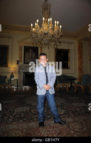 Charlie Doherty, 8 from Crawley in West Sussex pictured during a photocall for Britain's Kindest Kids at 10 Downing Street, central London. Stock Photo
