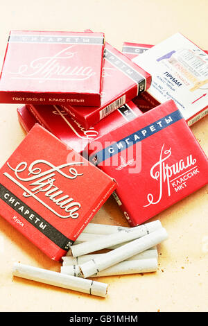 Old Russian cigarettes 'Prima' and 'Priam', 2001 Stock Photo