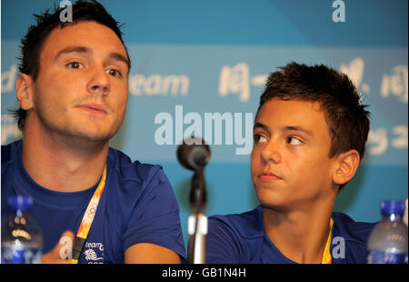 Olympics - Beijing Olympic Games 2008. Great Britain's Tom Daley (right) with Blake Aldridge during a press conference at the MPC in Beijing, China.