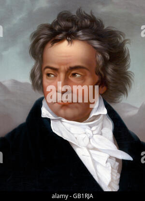 Beethoven. Portrait of the German composer, Ludwig van Beethoven (1770-1827). Published by L Prang & Co, c.1870. Stock Photo