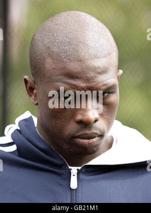 Chicago Bulls and Great Britain national team basketball player Luol Deng, during the NBA Jam Van event (the NBA's free interactive basketball touring programme) in Trafalgar Square, central London. Stock Photo