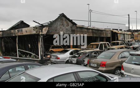 Irish garage fire Stock Photo