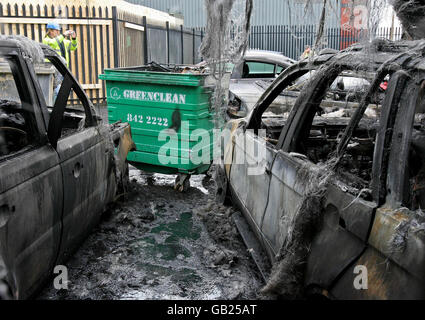 TBCS Ltd garage in Clondalkin where tens of thousands of euros worth of damage was caused when a blaze broke out at around midnight last night. Stock Photo