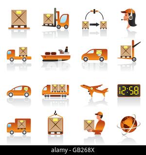 Cargo and logistic icons set - vector illustration Stock Vector