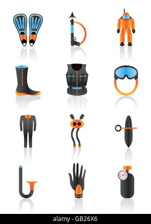 Diving equipment - vector illustration Stock Vector