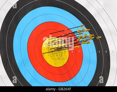 Olympics - Beijing Olympic Games 2008 - Day One. An Archery target at the Beijing Olympic Green Archery Field Stock Photo