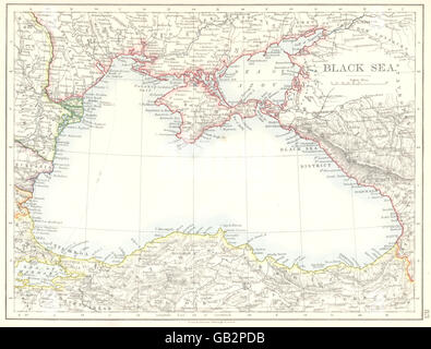 BLACK SEA: Ukraine Georgia Turkey Romania Bulgaria Russia Moldova, 1897 map Stock Photo