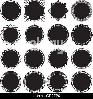 Collection of Round Decorative Border Frames. Ideal for vintage label designs. Stock Vector