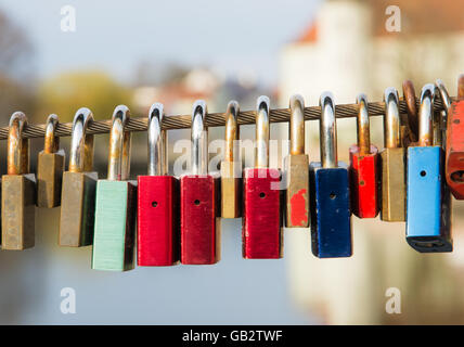 Love locks as symbol for everlasting love Stock Photo