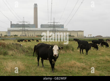 Camp for Climate Action. General View of Kingsnorth Power Station, Kent. Stock Photo