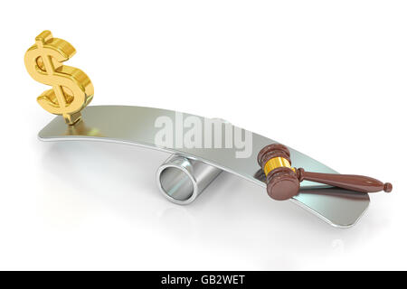 balance concept, law and money. 3D rendering isolated on white background Stock Photo