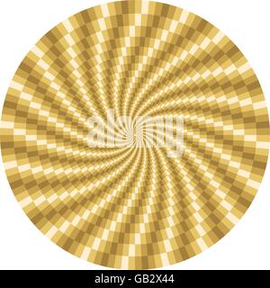 Golden rotating motion optical illusion background Stock Vector