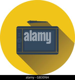 Graphic tablet icon. Flat color design. Vector illustration. Stock Vector