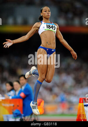 Great Britain's Jade Johnson in action in the Women's Long Jump final at the National Stadium in Beijing during the 2008 Beijing Olympic Games in China. Stock Photo