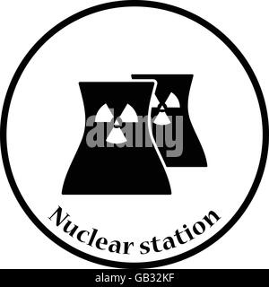 Nuclear station icon. Thin circle design. Vector illustration. Stock Vector