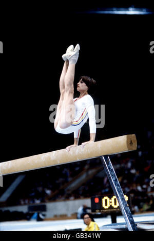 Gymnastics - Moscow Olympic Games. Romania's Nadia Comaneci in action on the beam Stock Photo