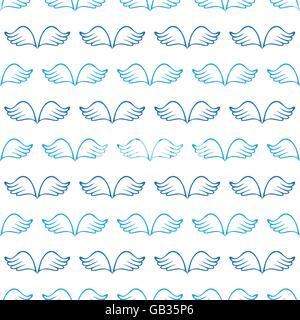 Angel wings seamless sketch pattern Stock Vector