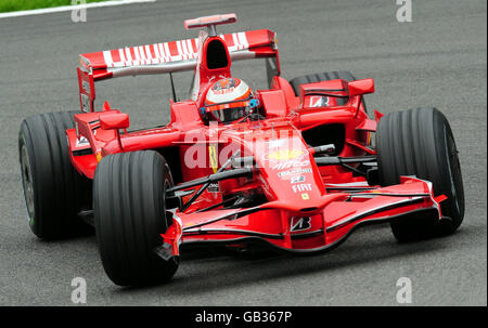 Motor Racing - Formula One Practice - Spa Francorchamps. Ferrari's Kimi Raikkonen of Finland during the first Practice Session of the Formula1 ING Belgian Grand Prix at Spa Francorchamps, Belgium. Stock Photo