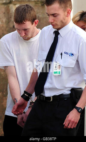 George Franklin, 23, outside Lincoln Crown Court after being jailed for four years for causing the death by dangerous driving of three-year-old Abbie Louise Perrin. Stock Photo