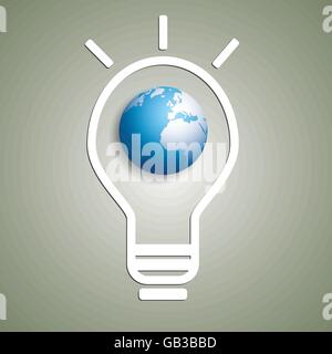 Light bulb and 3d earth inside Stock Vector