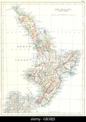 NEW ZEALAND: North Island, 1897 antique map Stock Photo