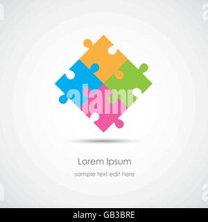 Four organization cooperation colorful logo - four pieces of jigsaw connected together Stock Vector