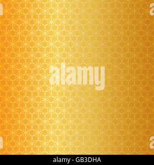 Gold hexagonal snowflake seamless pattern for background Stock Vector