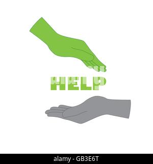 Helping hand logo, icon in gray and green Stock Vector