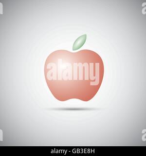 Red apple and green leaf logo Stock Vector