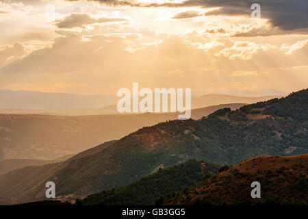 Mountain landscape with clouds on Golija mountain, Serbia Stock Photo