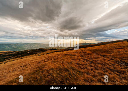 Mountain landscape with clouds on Golija mountain, Serbia Stock Photo