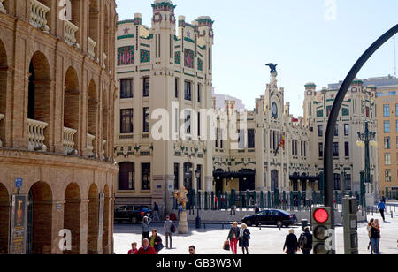 Estacio del Nord Train Station is the main railway station in Valencia, Spain. It is located in the city centre. Stock Photo