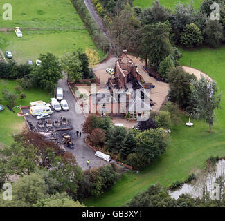 Country estate fire Stock Photo