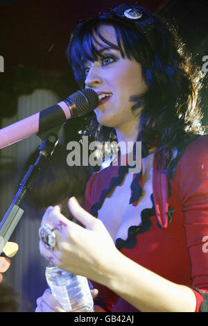 Katy Perry performing live to promote the release of her debut album in the UK 'One Of The Boys' at The Water Rats in London. Stock Photo