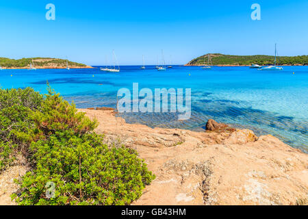 Beautiful coast of Corsica island with azure crystal clear sea water, France Stock Photo