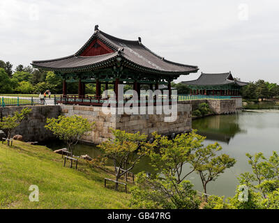 pavilion and pond in Anapji park, Gyeongju,  province Gyeongsangbuk-do, South Korea, Asia, UNESCO world-heritage Stock Photo