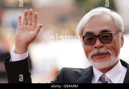 Japanese director Hayao Miyazaki arriving for the premiere of 'Ponyo on the Cliff by the Sea', at the Palazzo del Cinema on Venice Lido, Italy, during the 65th Venice Film Festival. Stock Photo