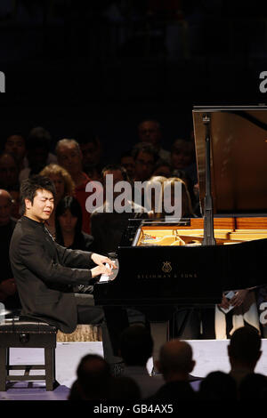 Chinese pianist Lang Lang performs music during the shooting of