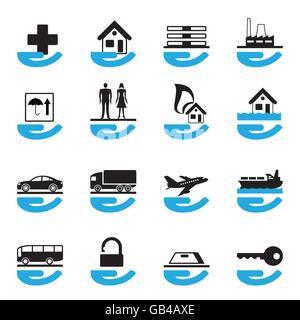 Diverse insurance icons set - vector illustration Stock Vector