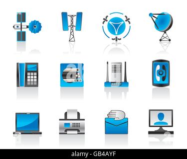 Communication and media icons set - vector illustration Stock Vector