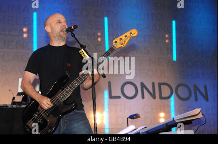 Moby performs during the Nike+ Human Race event at Wembley Stadium in north London. Stock Photo