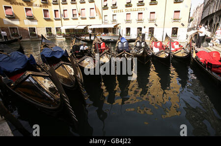 Gondolas on the canals of San Marco, in Venice, Italy. Stock Photo