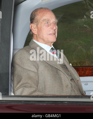 The Duke of Edinburgh at Crathie church in Crathie Kirk, Aberdeenshire, to attend the Sunday sermon. Stock Photo