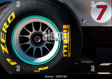Pirelli P Zero tires on the Mercedes GP-Mercedes MGP W02 with the number 7 of Michael Schumacher, motor sports, Formula 1 Stock Photo
