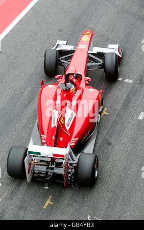 Spanish driver Fernando Alonso driving his Ferrari 150th Italia, motor sports, Formula 1 testing at the Circuit de Catalunya Stock Photo