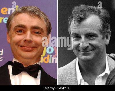 Undated file photos of authors Eoin Colfer (left) and Douglas Adams. The children's author has been commissioned to write the first posthumous instalment to the best-selling Hitchhiker's Guide To The Galaxy series. Stock Photo