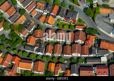 Aerial view, row of houses Neuer Graben Kisastraße contour of the city's ancient fortifications, Werl, Werl-Unnaer Borde, Stock Photo