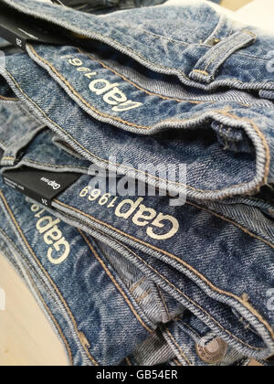 Gap 1969 brand jeans in a Gap store in New York on Monday, July 4, 2016.  (© Richard B. Levine) Stock Photo