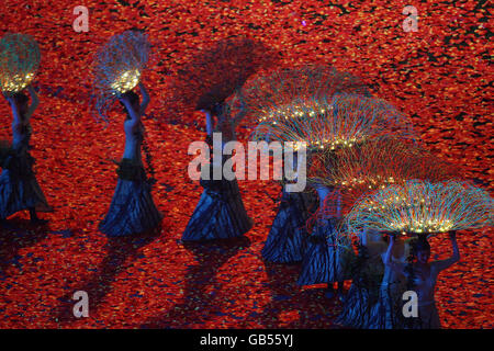 Performers during the Closing Ceremony at the National Stadium in Beijing, China. Stock Photo