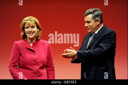 Transport Minister Ruth Kelly with Prime Minister Gordon Brown at the Labour Party conference, in Manchester. Stock Photo